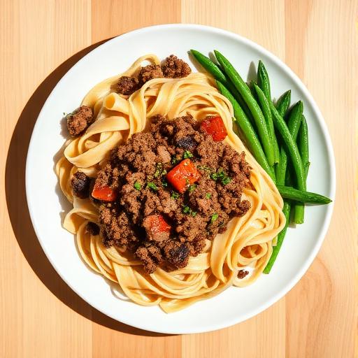Pasta integral con carne molida fit